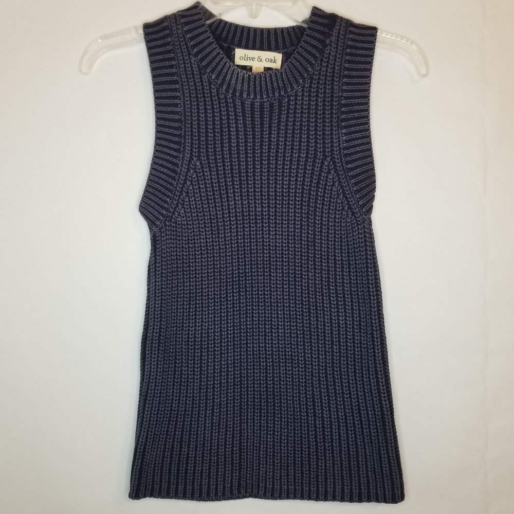 Olive & Oak Blue Knitted Muscle Tee